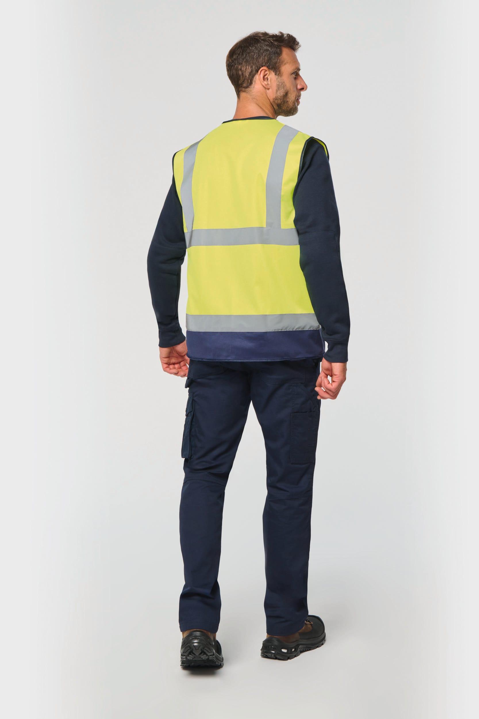 Colete de segurança de alta visibilidade em material reciclado com fecho unissexo