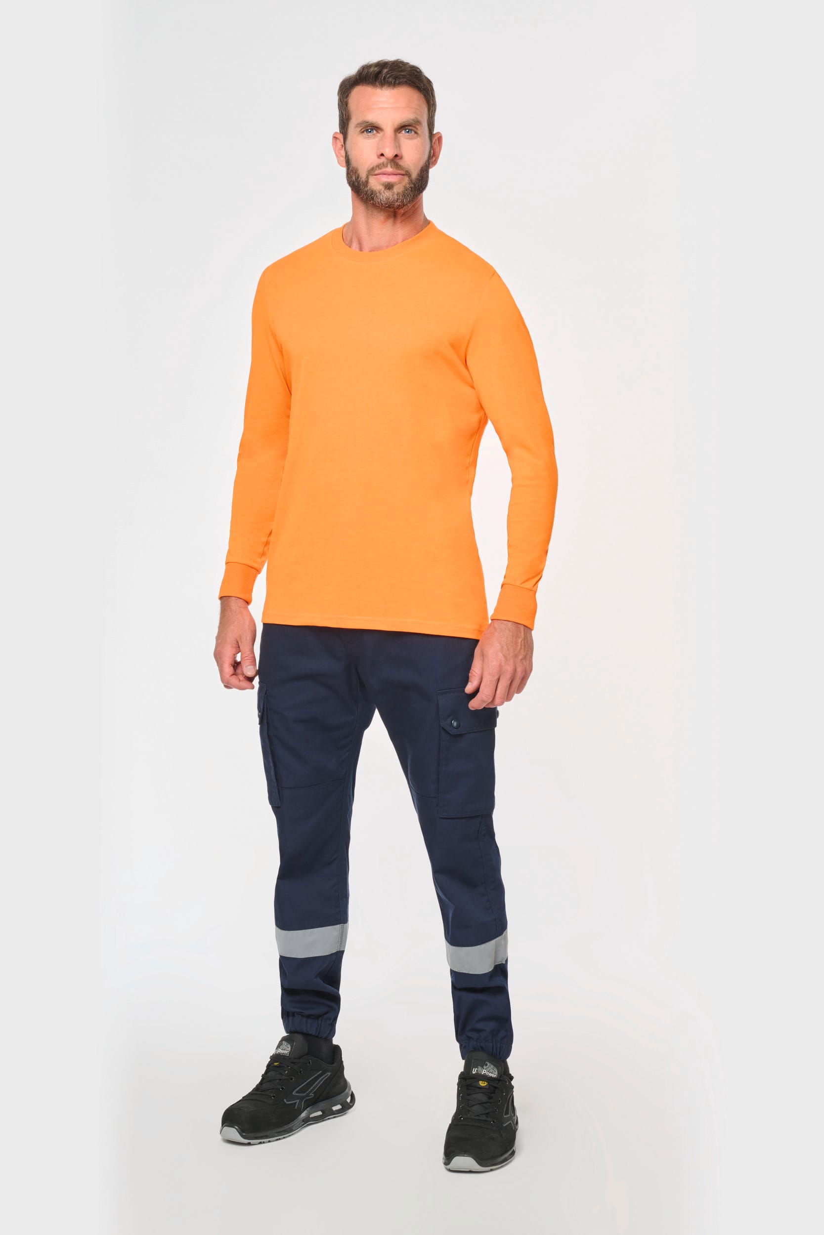 Calças cargo com tornozelos elásticos e faixa reflectora unissexo