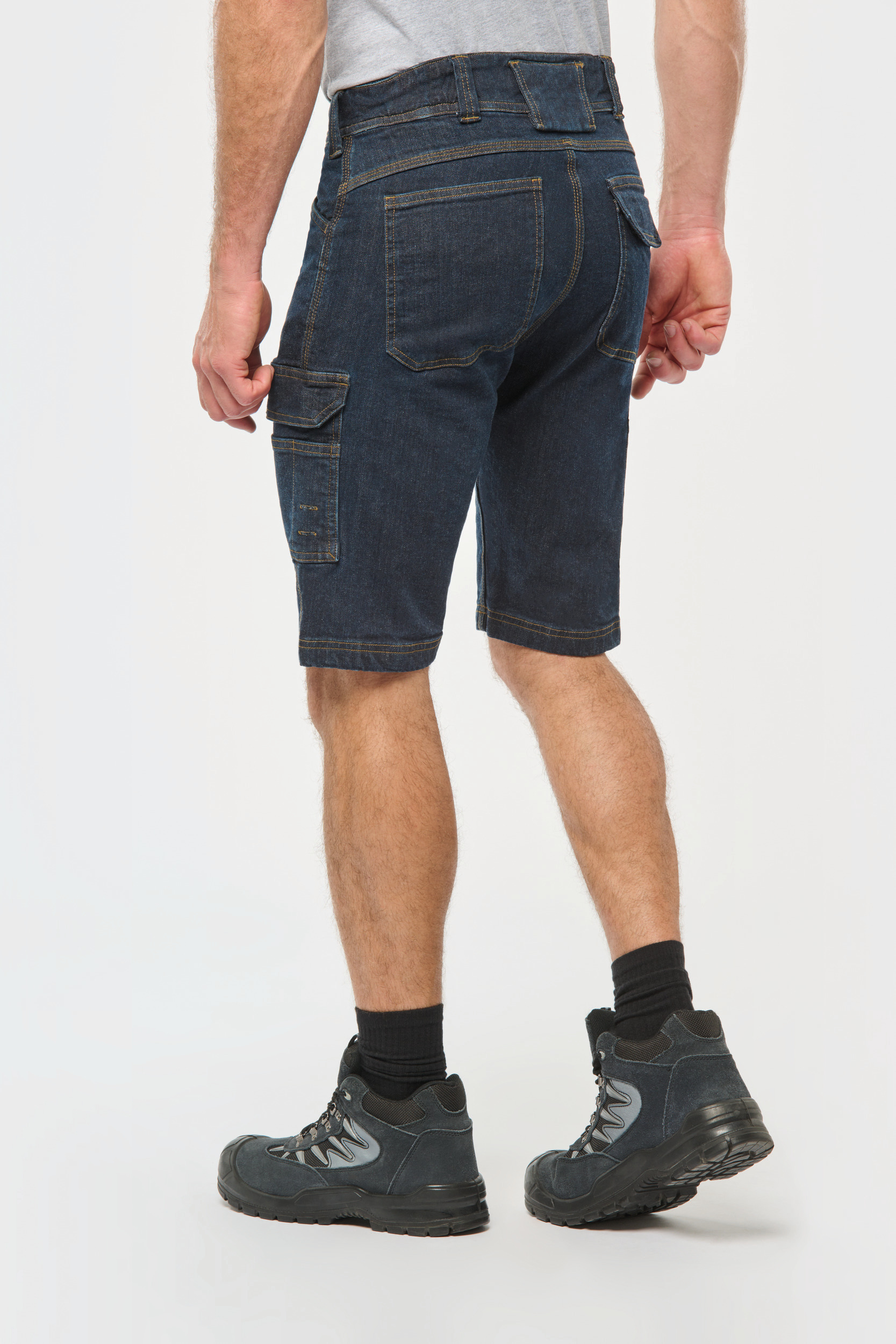 Denim herenbermuda met meerdere zakken