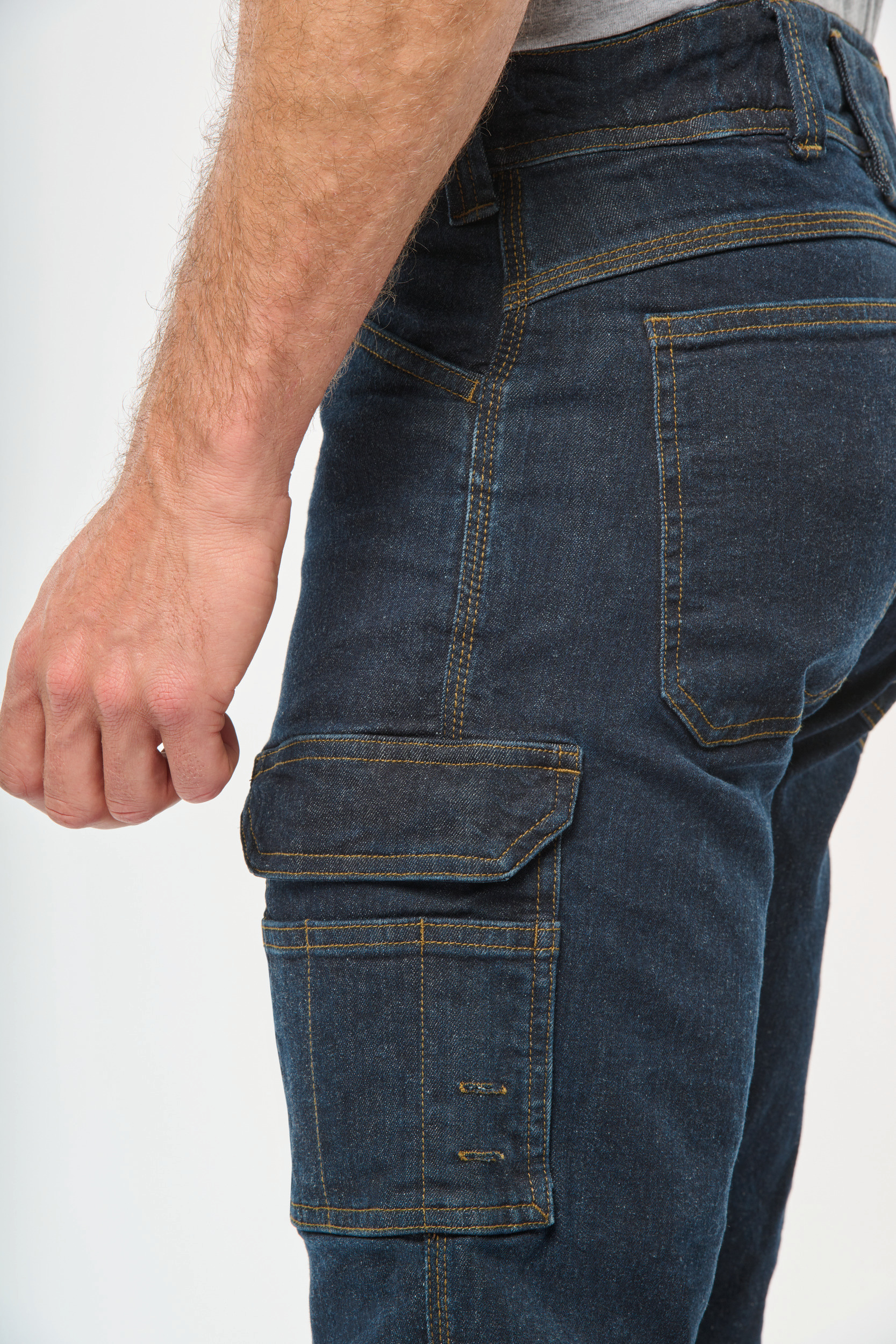 Denim herenbermuda met meerdere zakken