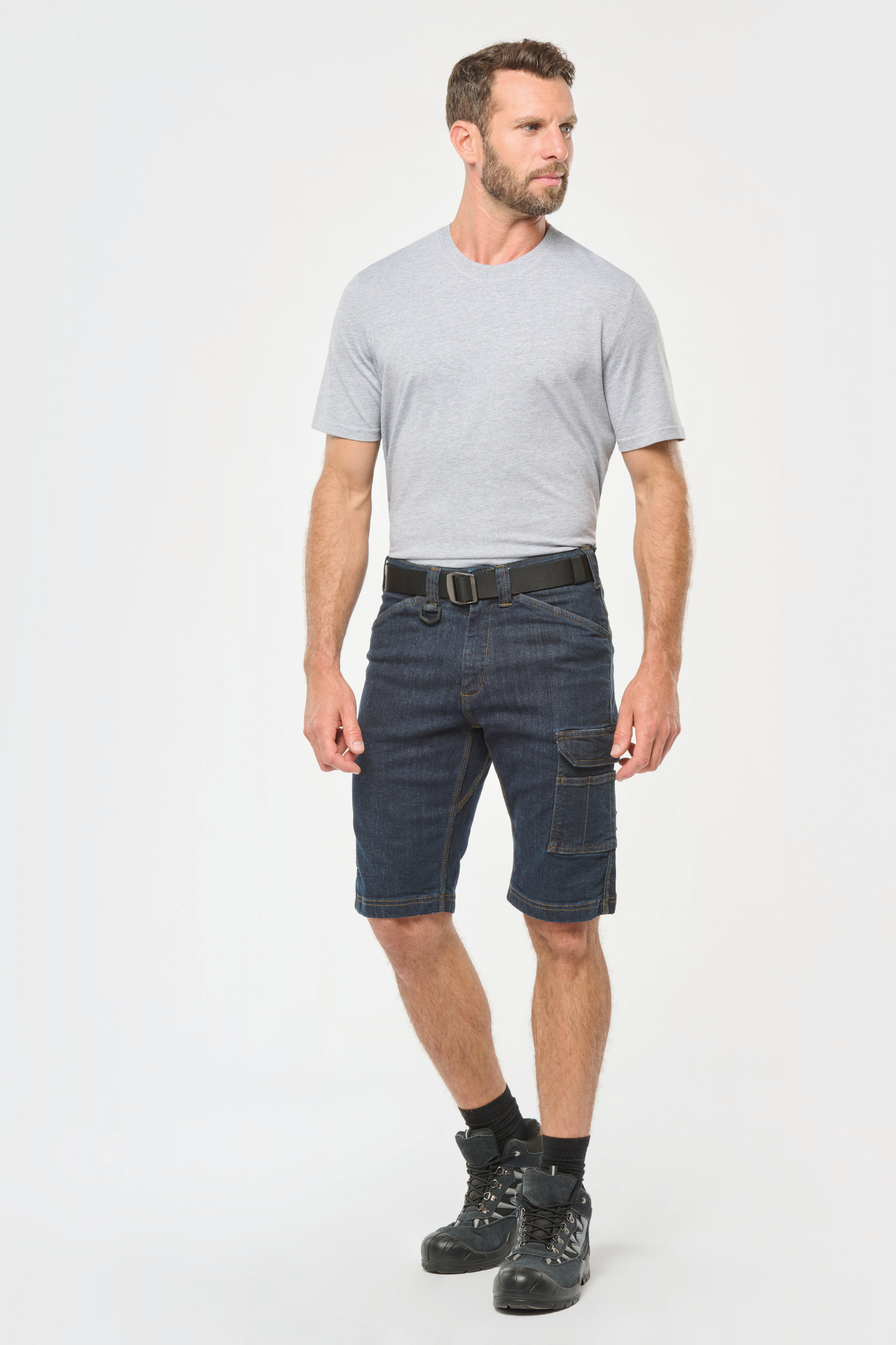 Denim herenbermuda met meerdere zakken
