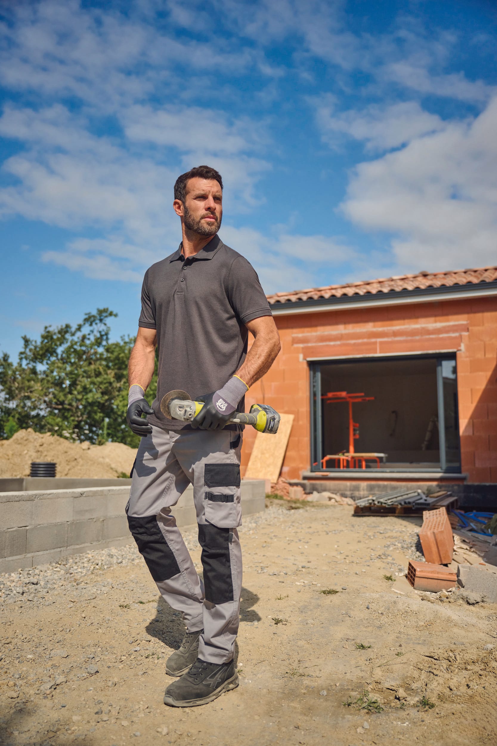 Calças de trabalho bicolores de homem