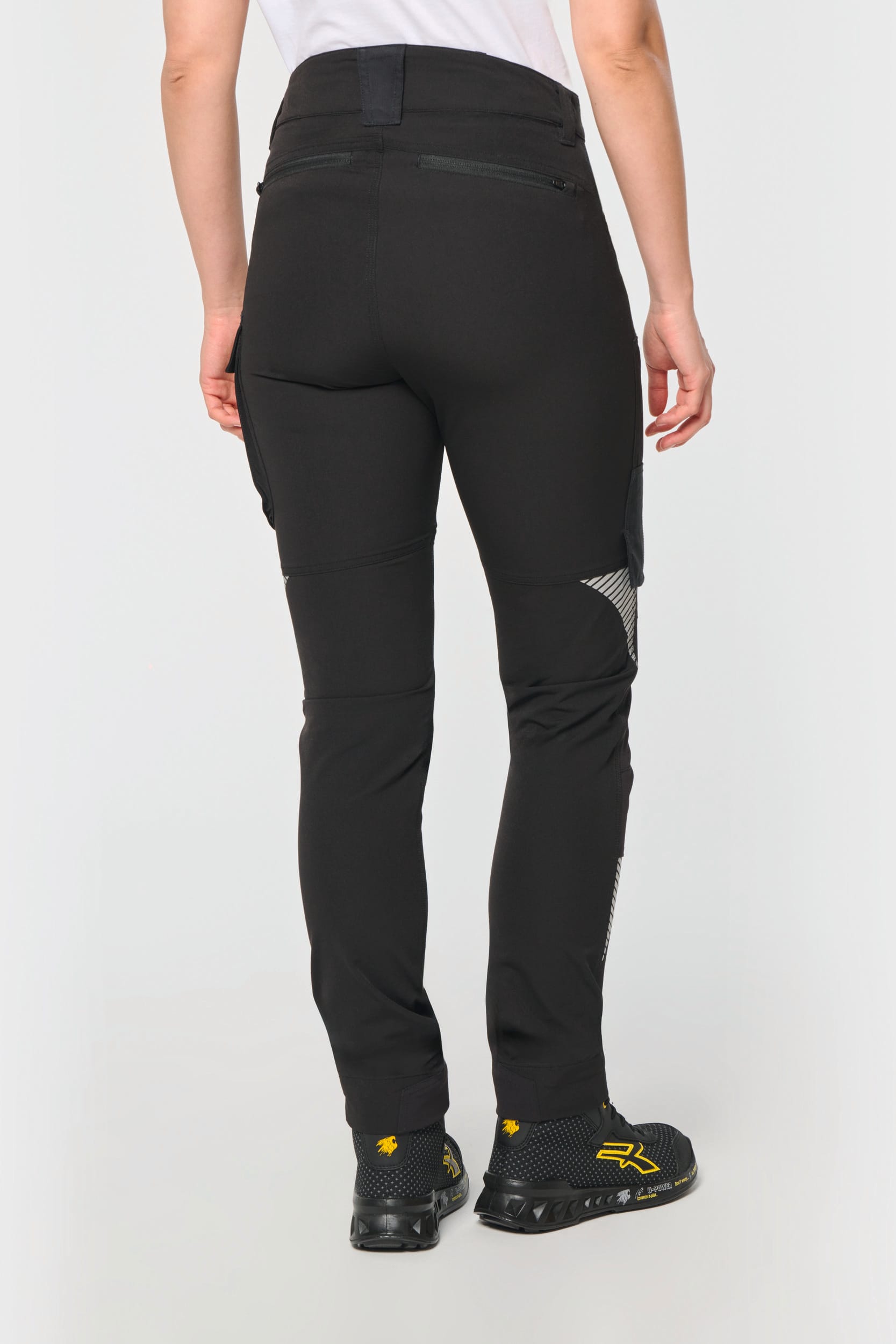 Calças stretch recicladas multibolsos unissexo