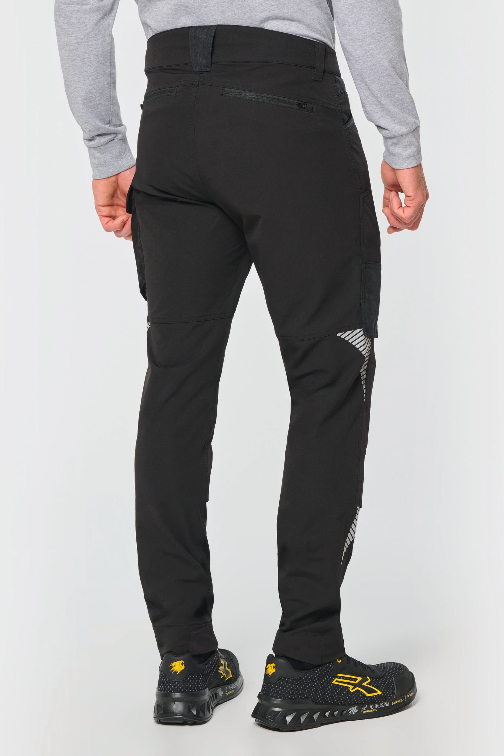 Calças stretch recicladas multibolsos unissexo