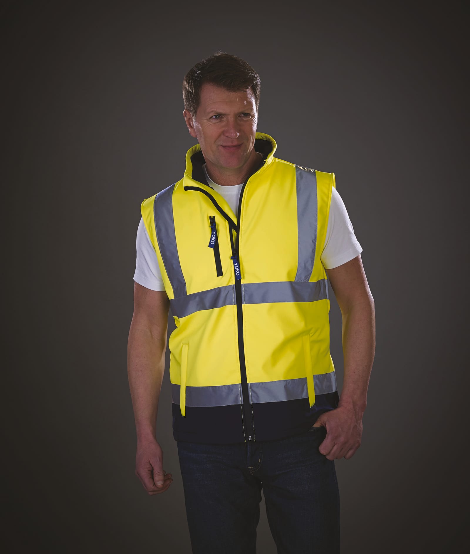 Softshell veiligheidsbodywarmer