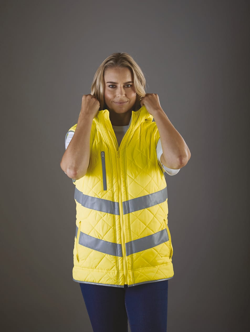 Bodywarmer HIGH VIZ matelassé à capuche