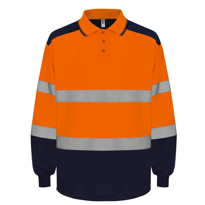 Two-tone long sleeve high-visibility polo shirt